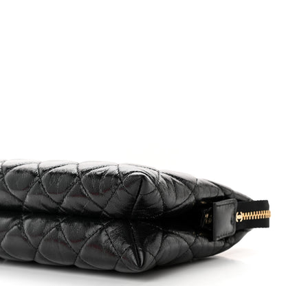 Chanel Shiny Crumpled Calfskin Quilted Clutch Bag Black 10 of 12