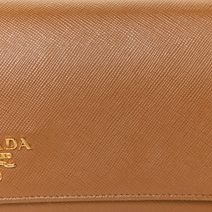 Prada Saffiano Metal Oro Chain Wallet Caramel 7 of 21