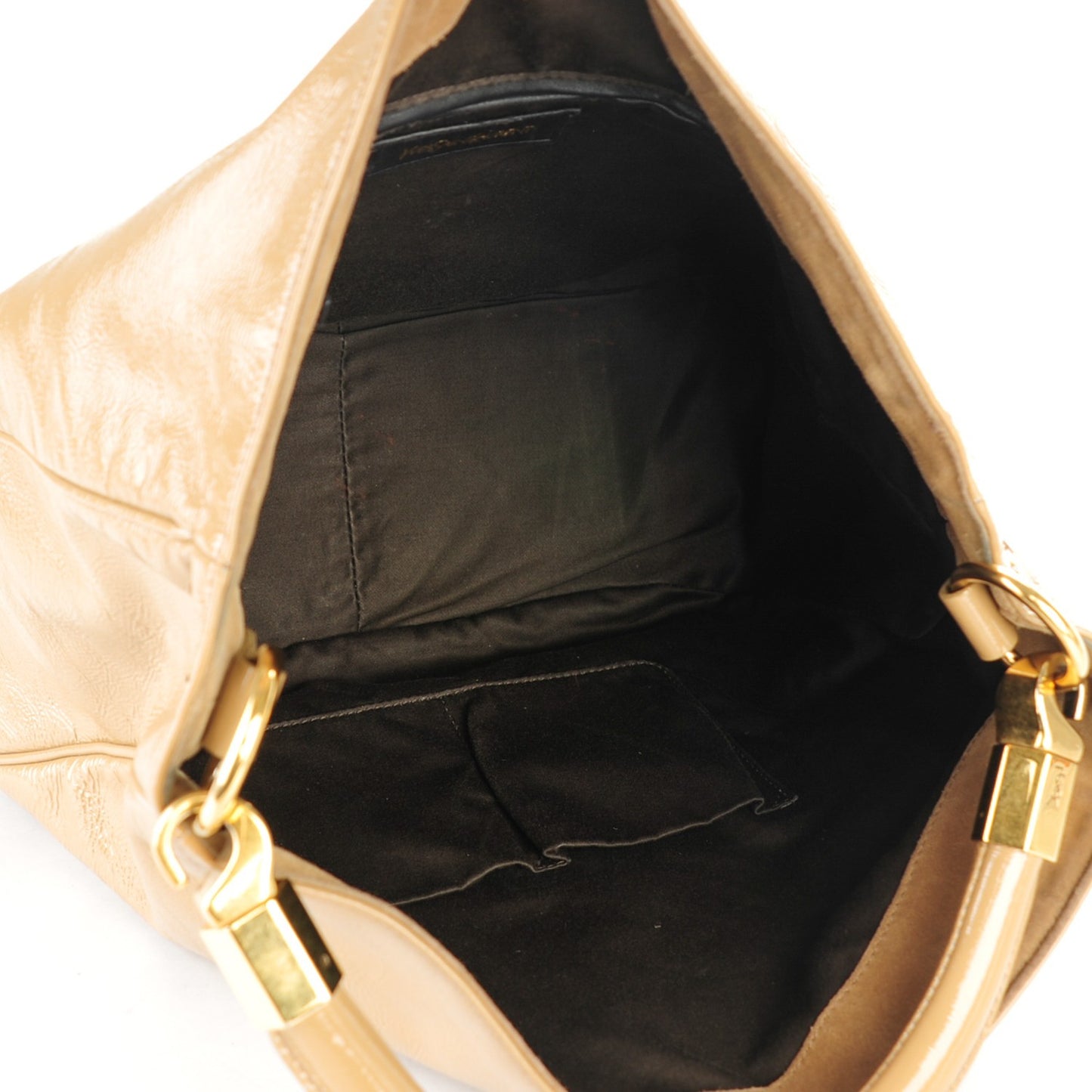 Textured Patent Small Roady Hobo Nude