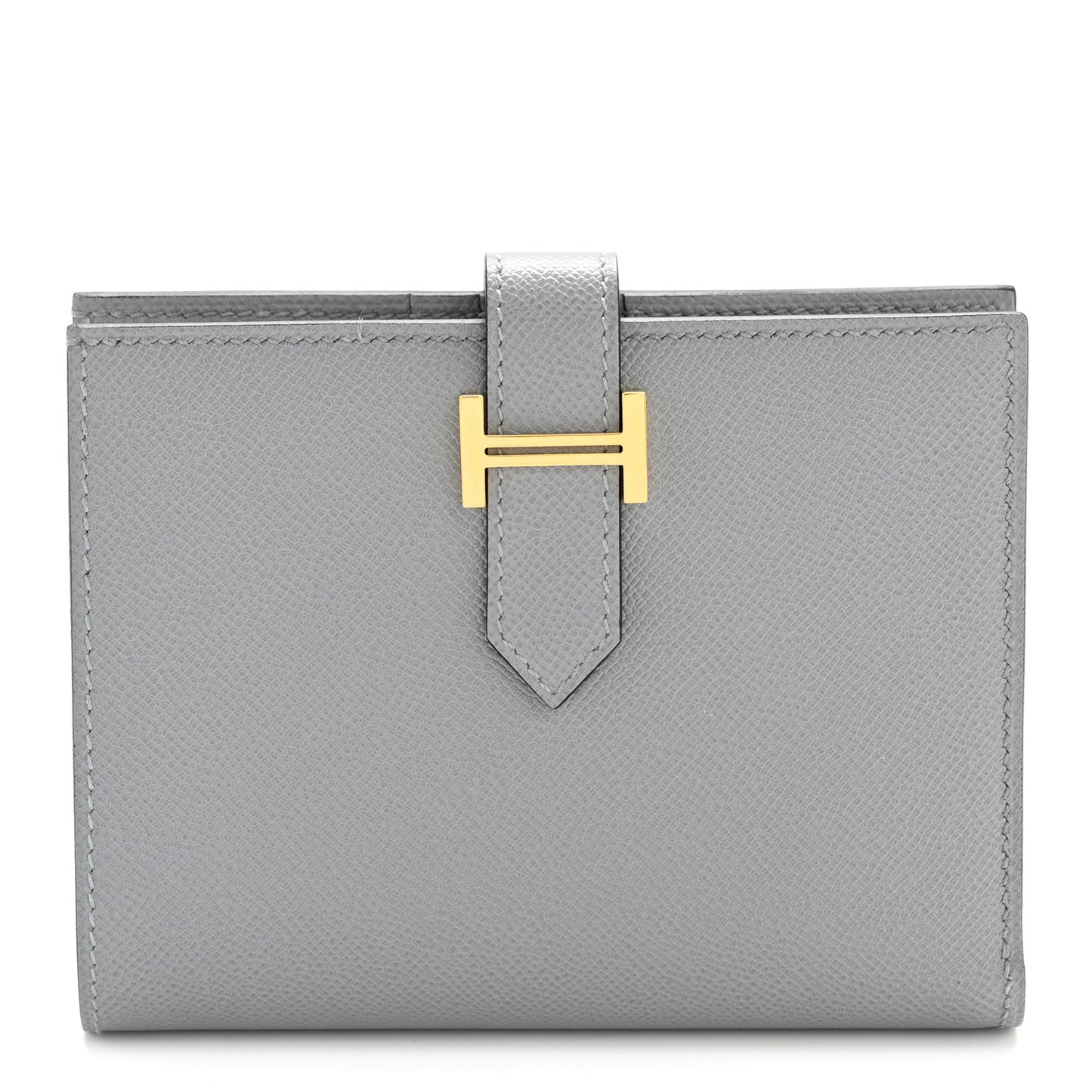 Madame Calfskin Bearn Compact Wallet Gris Pantin