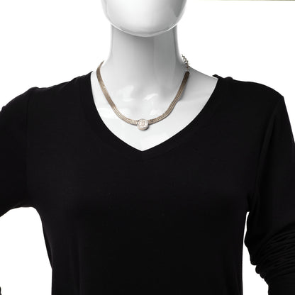 Chanel Metal Chain Link CC Medallion Choker Necklace Gold 2 of 6