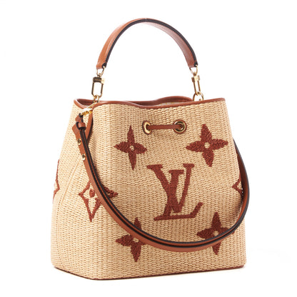 Louis Vuitton Raffia Calfskin Monogram Neonoe MM Tan 3 of 8