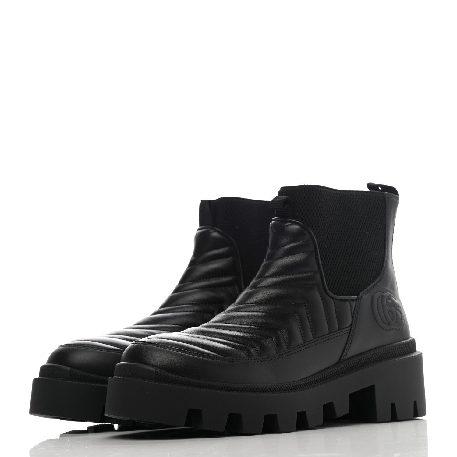 Gucci Calfskin Nappa Matelasse Frances Chelsea Boots 36 Black 3 of 8
