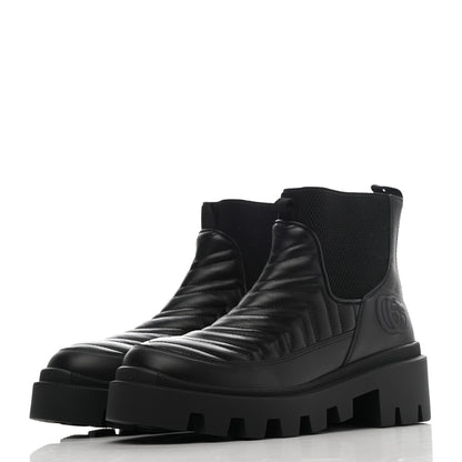 Gucci Calfskin Nappa Matelasse Frances Chelsea Boots 36 Black 3 of 8