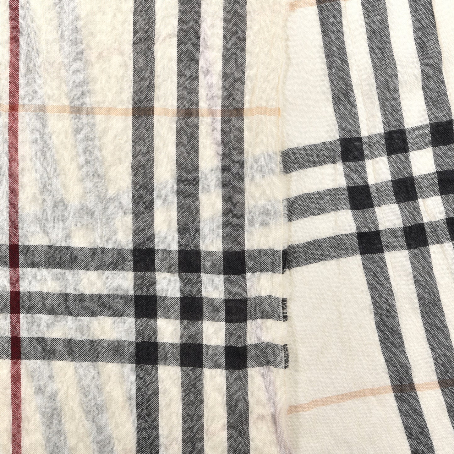 Wool Silk Gauze Giant Check Lightweight Scarf Stone