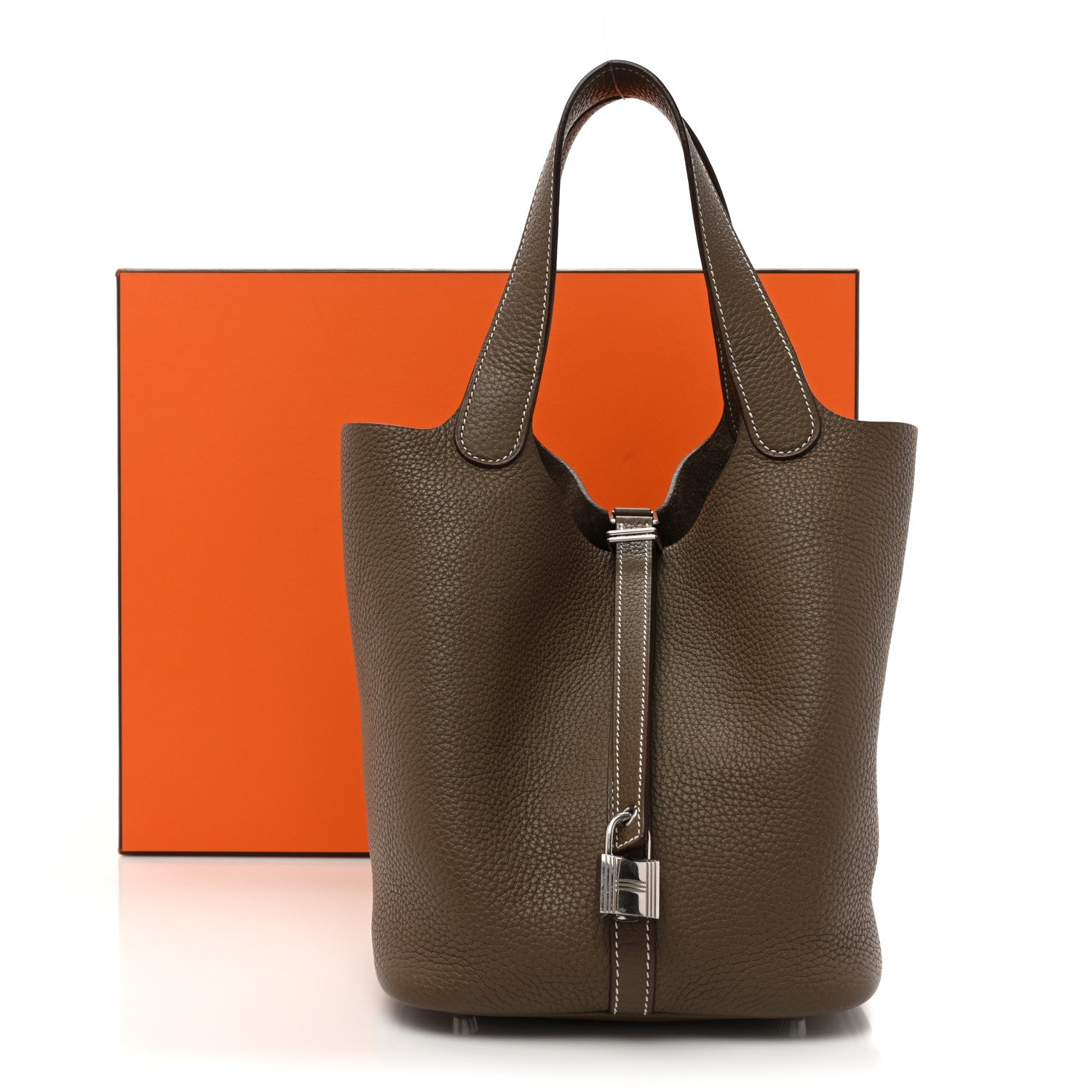 Hermes Taurillon Clemence Picotin Lock 22 MM Etoupe 12 of 12