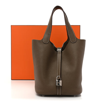 Hermes Taurillon Clemence Picotin Lock 22 MM Etoupe 12 of 12