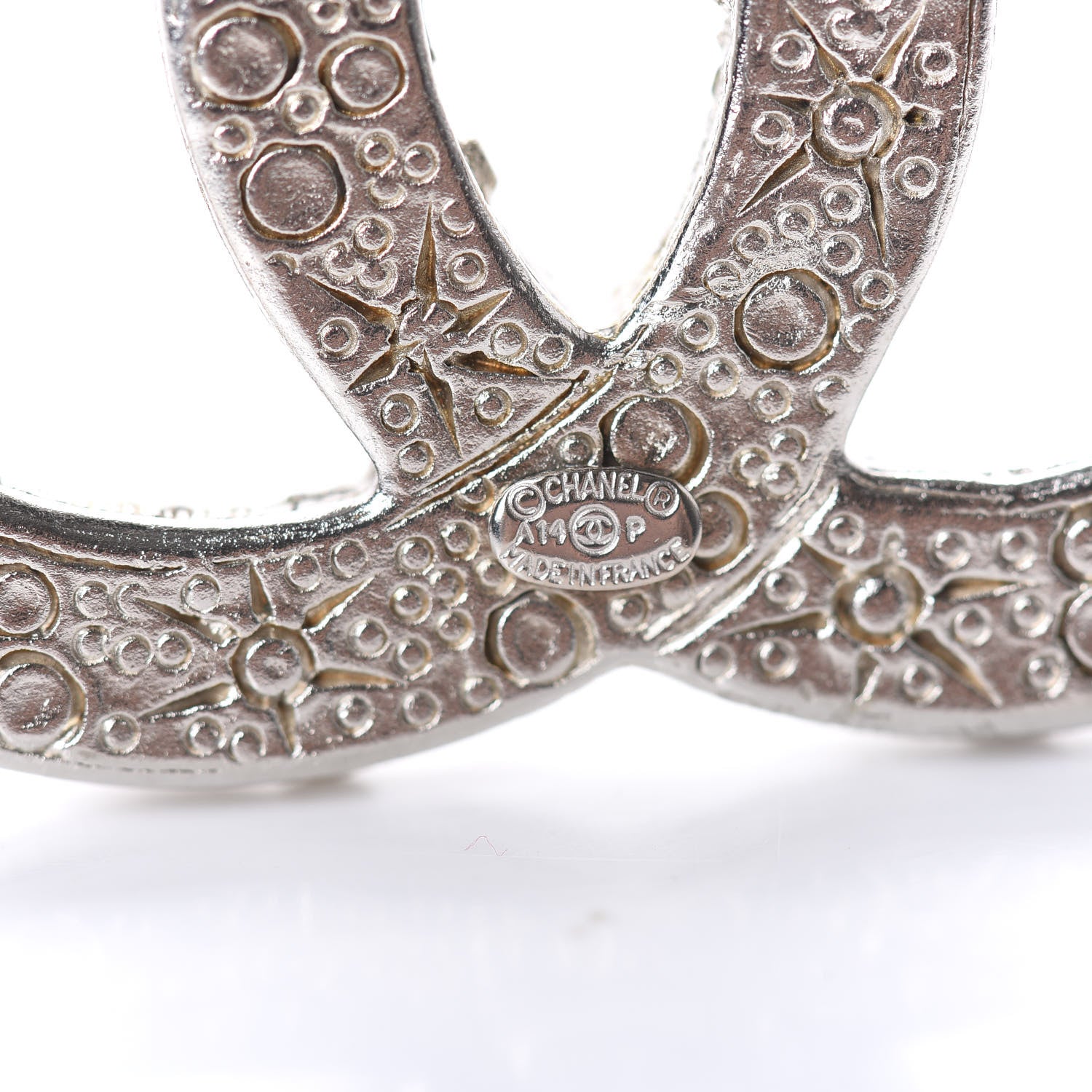 Chanel Swarovski Crystal Large CC Brooch Silver 4 of 4