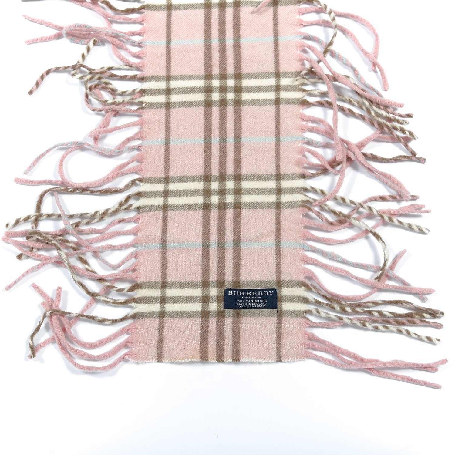 Burberry Cashmere Check Happy Fringe Scarf Pink 3 of 3