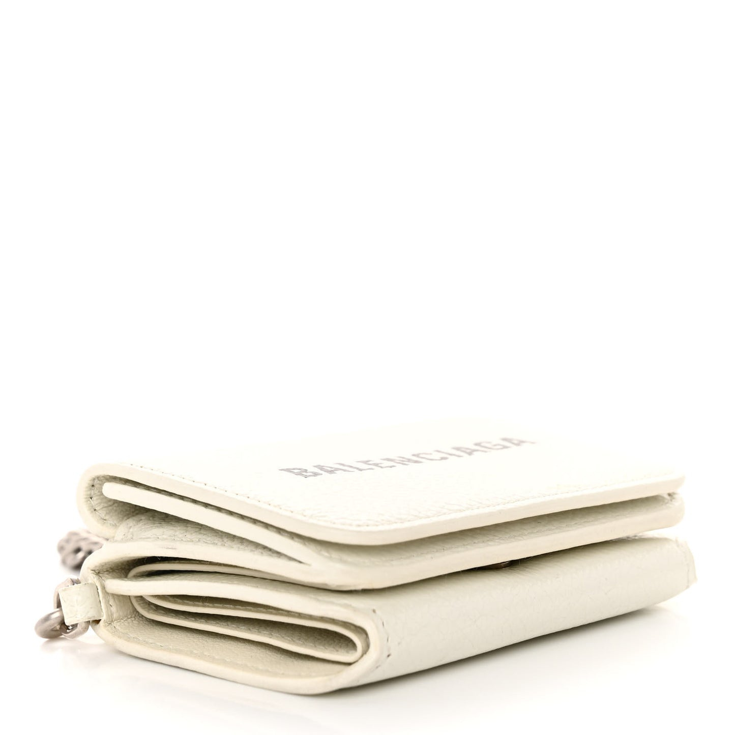 Grained Calfskin Logo Mini Cash Wallet On Chain White Black