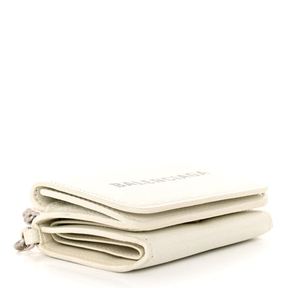Balenciaga Grained Calfskin Logo Mini Cash Wallet On Chain White Black 4 of 11