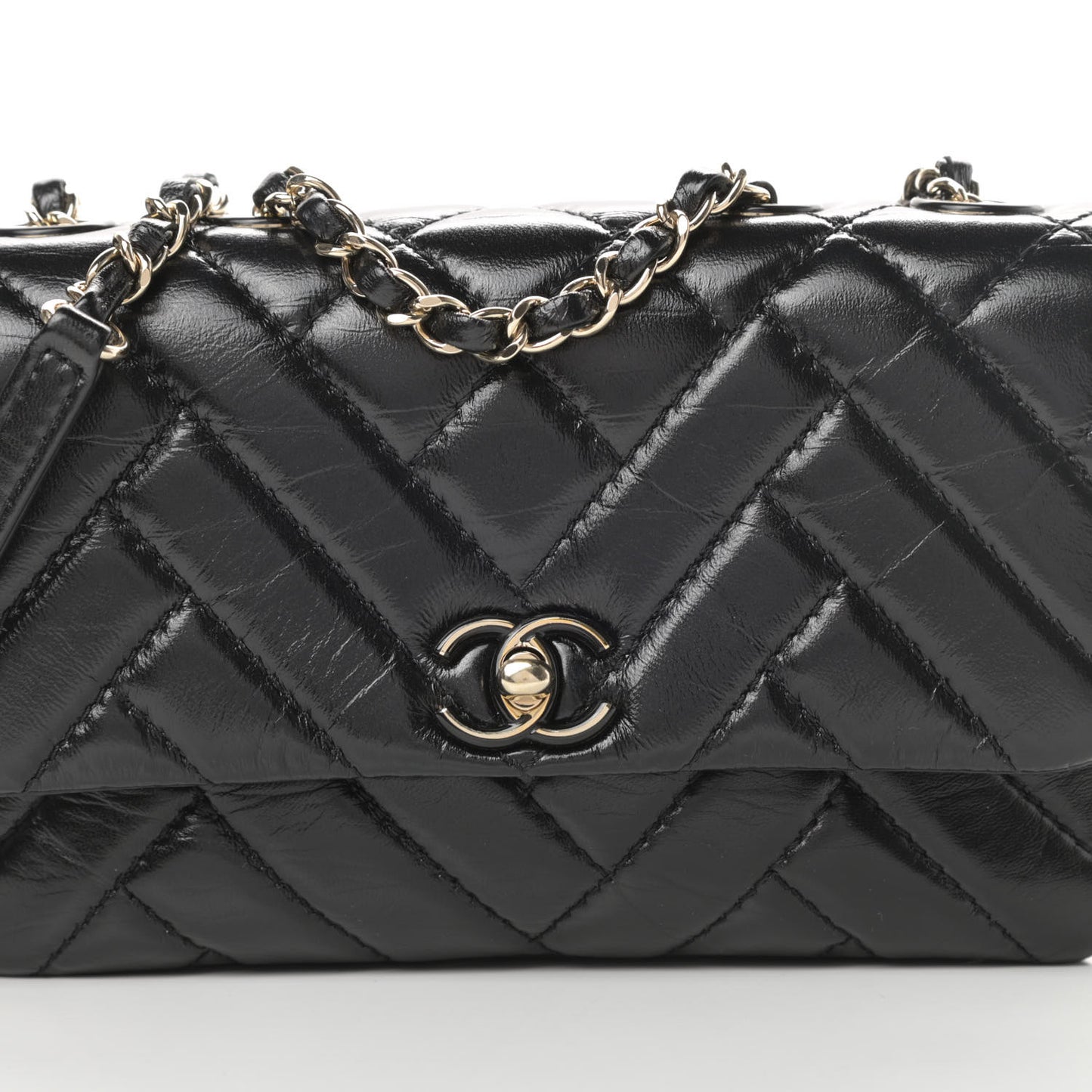 Shiny Lambskin Quilted Small Montcoco Flap Black