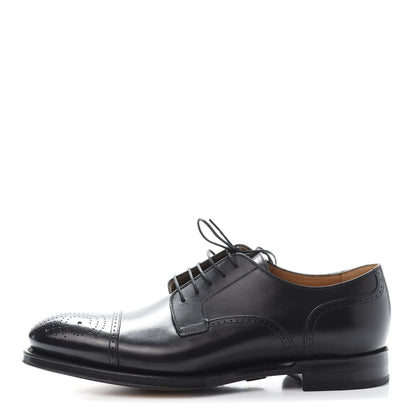 Gucci Calfskin Mens Boss Whipstitch Oxfords 9 Black 1 of 9