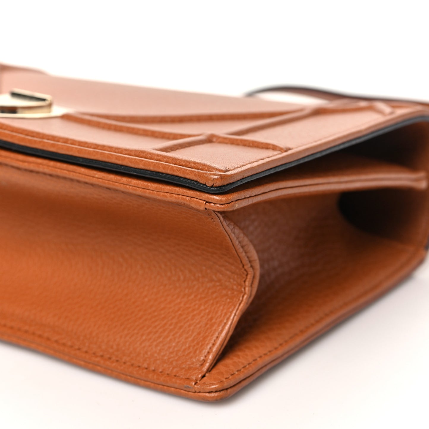 Grained Calfskin Medium Diorama Flap Bag Brown