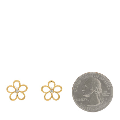 Tiffany 18K Yellow Gold Diamond Small Open Flower Earrings 2 of 5