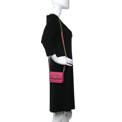 Chanel Shiny Caviar Quilted Chain Melody Card Holder On Chain Dark Pink 2 of 9