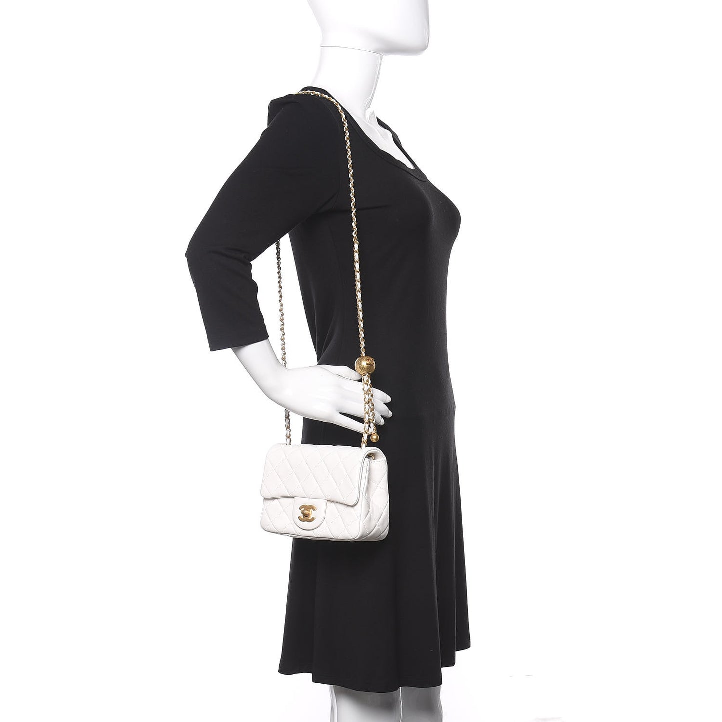 Lambskin Quilted Mini Pearl Crush Flap White