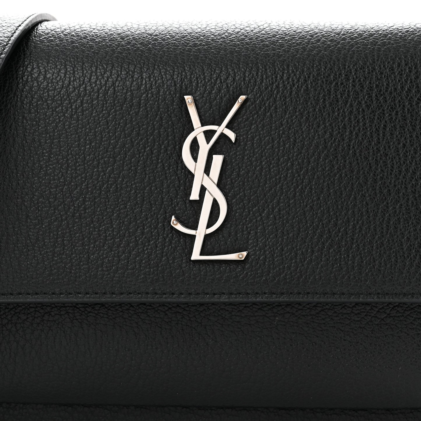 Grained Calfskin Medium Monogram Sunset Satchel Black