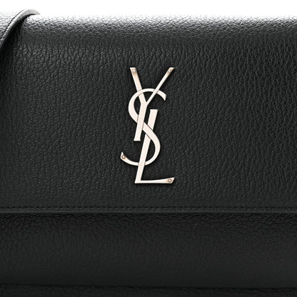 Saint Laurent Grained Calfskin Medium Monogram Sunset Satchel Black 7 of 9