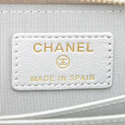 Chanel Metallic Lambskin Quilted 19 Zip Around Coin Purse Wallet Silver 7 of 11