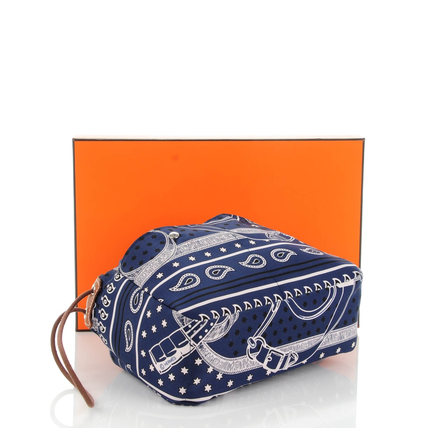 Hermes Barenia Silk Eperons d'Or Fourbi 20 PM Pouch Fauve Bleu Nuit 4 of 8