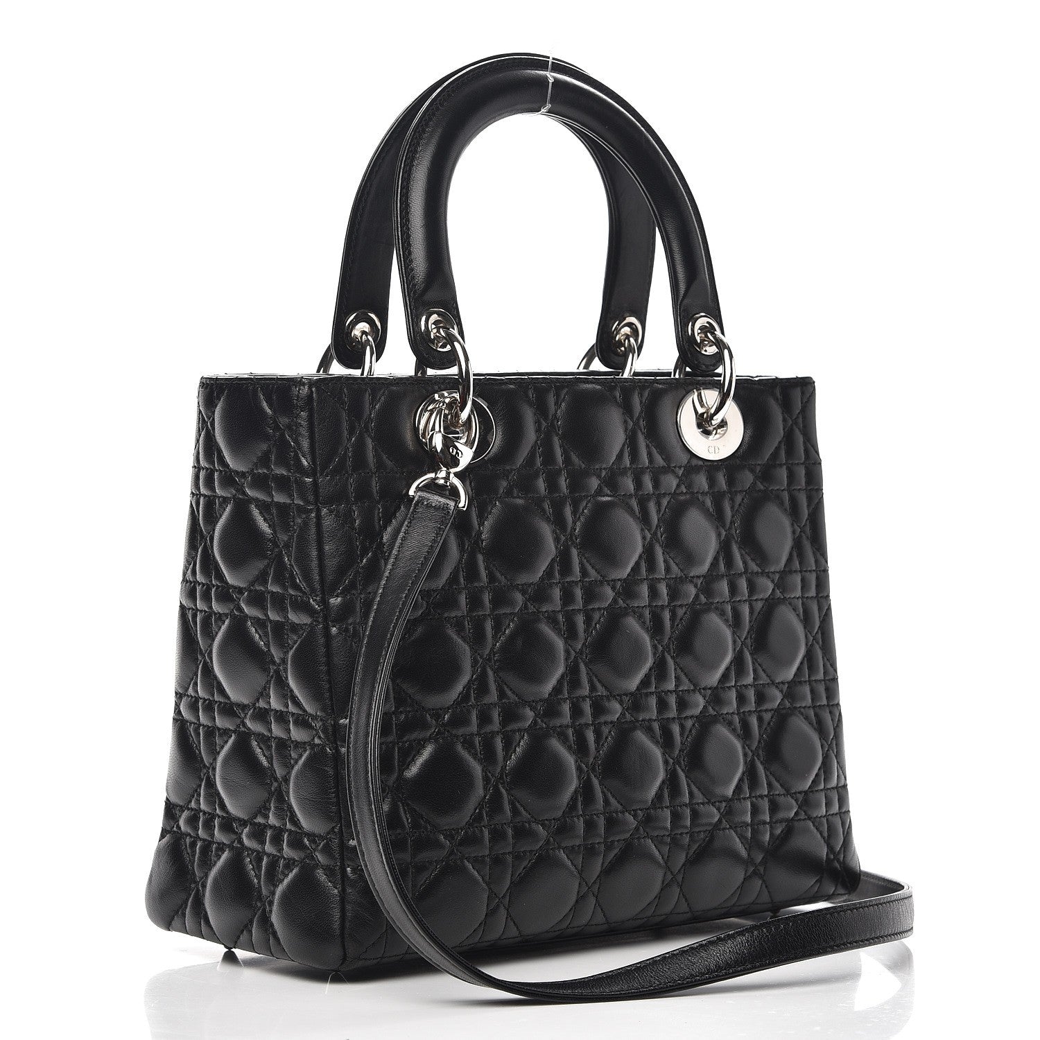 Christian Dior Lambskin Cannage Medium Lady Dior Black 4 of 9