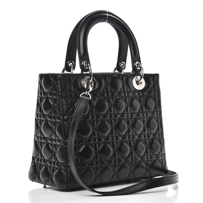 Christian Dior Lambskin Cannage Medium Lady Dior Black 4 of 9