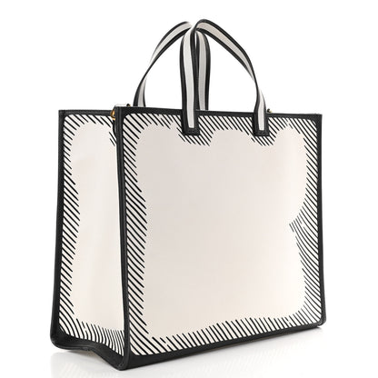 Fendi X JOSHUA VIDES Coated Canvas Stamp Patch Shopping Tote White Black 3 of 10