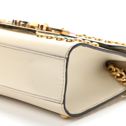 Gucci Calfskin Floral Embroidered Small Padlock Shoulder Bag White 11 of 26