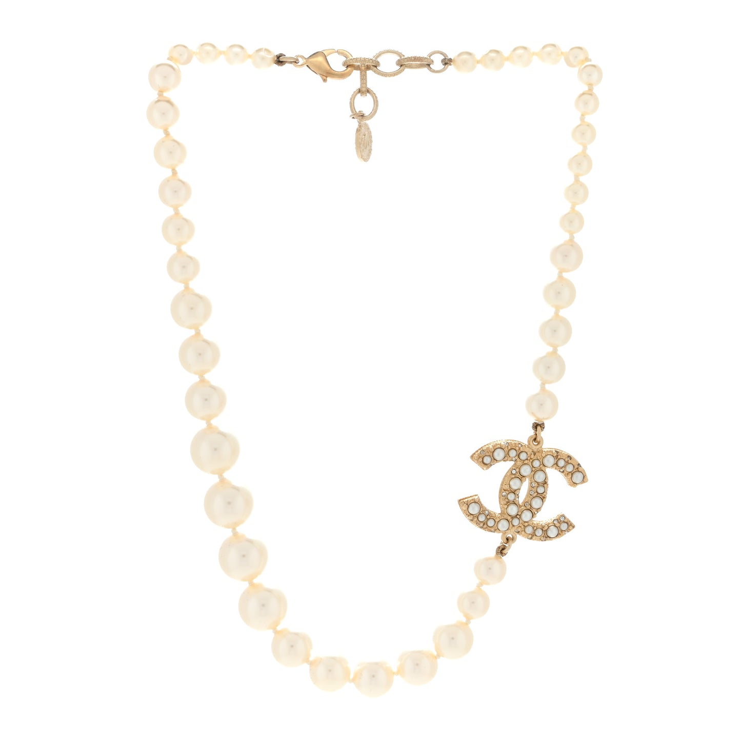 Pearl CC 100th Anniversary Necklace Light Gold