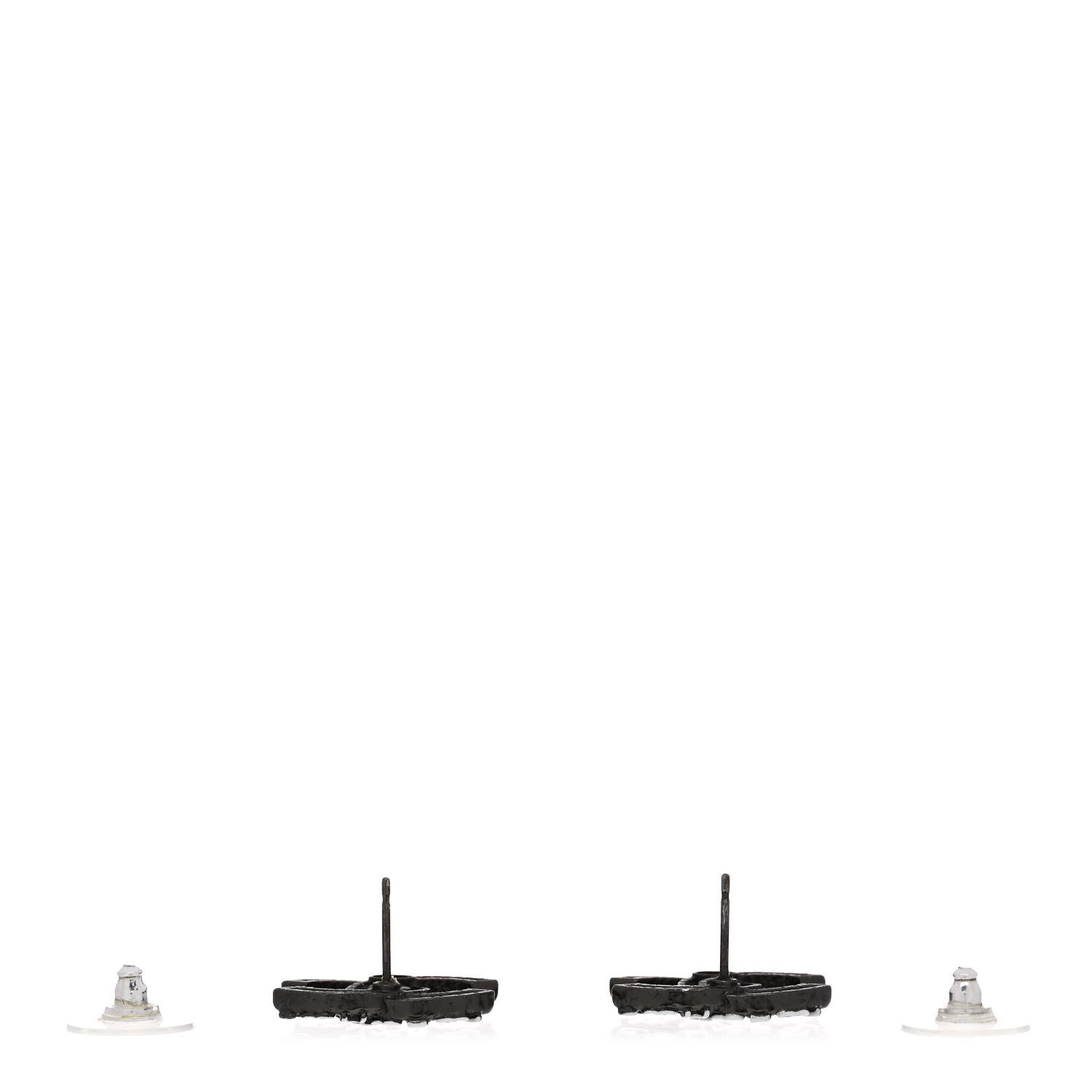Chanel CC Earrings Ruthenium White Silver 3 of 4