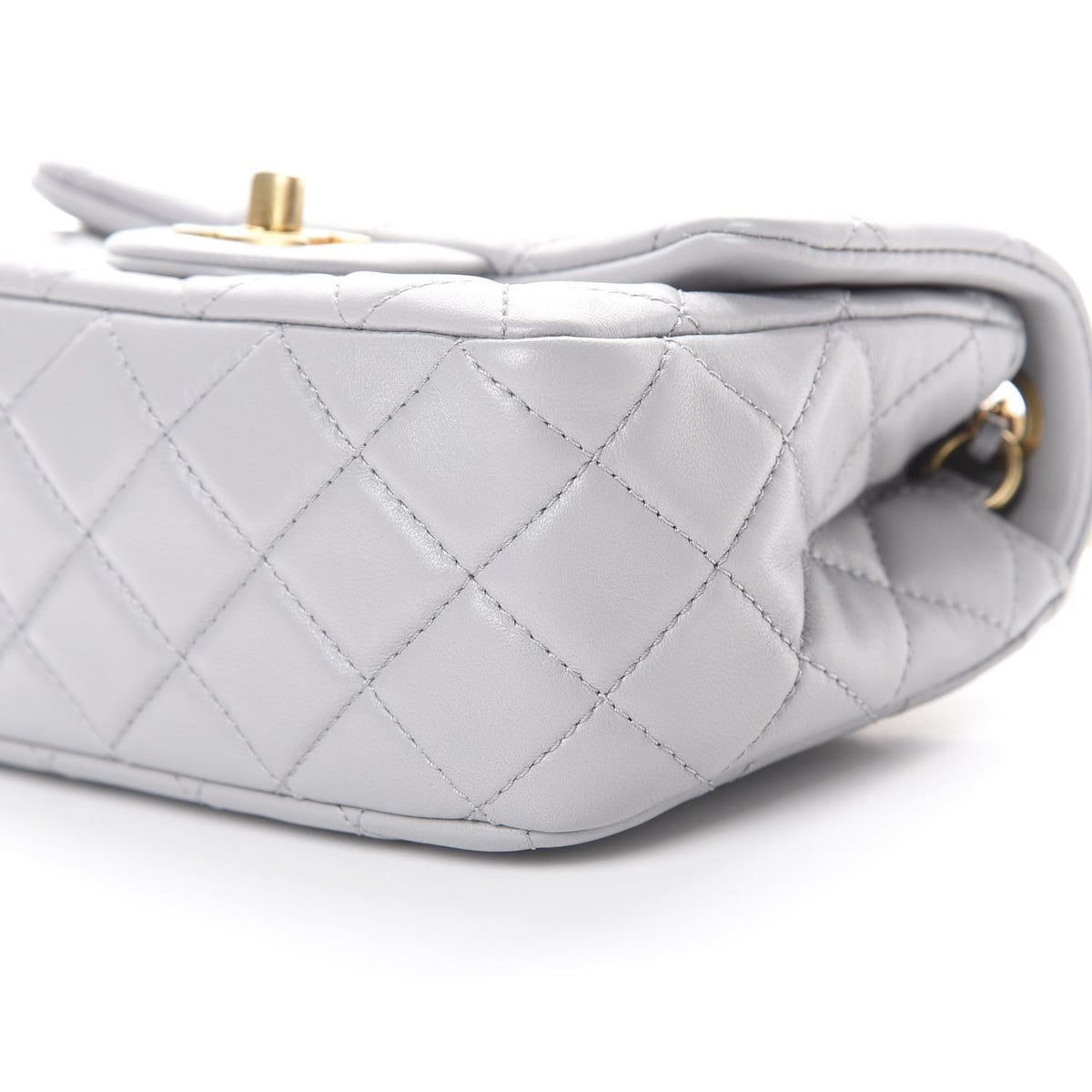 Chanel Lambskin Quilted Mini Pearl Crush Flap Light Grey 9 of 10