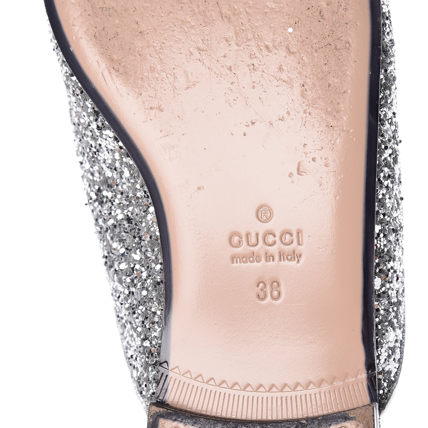 Gucci Glitter Womens Princetown Slippers 38 Silver 8 of 11