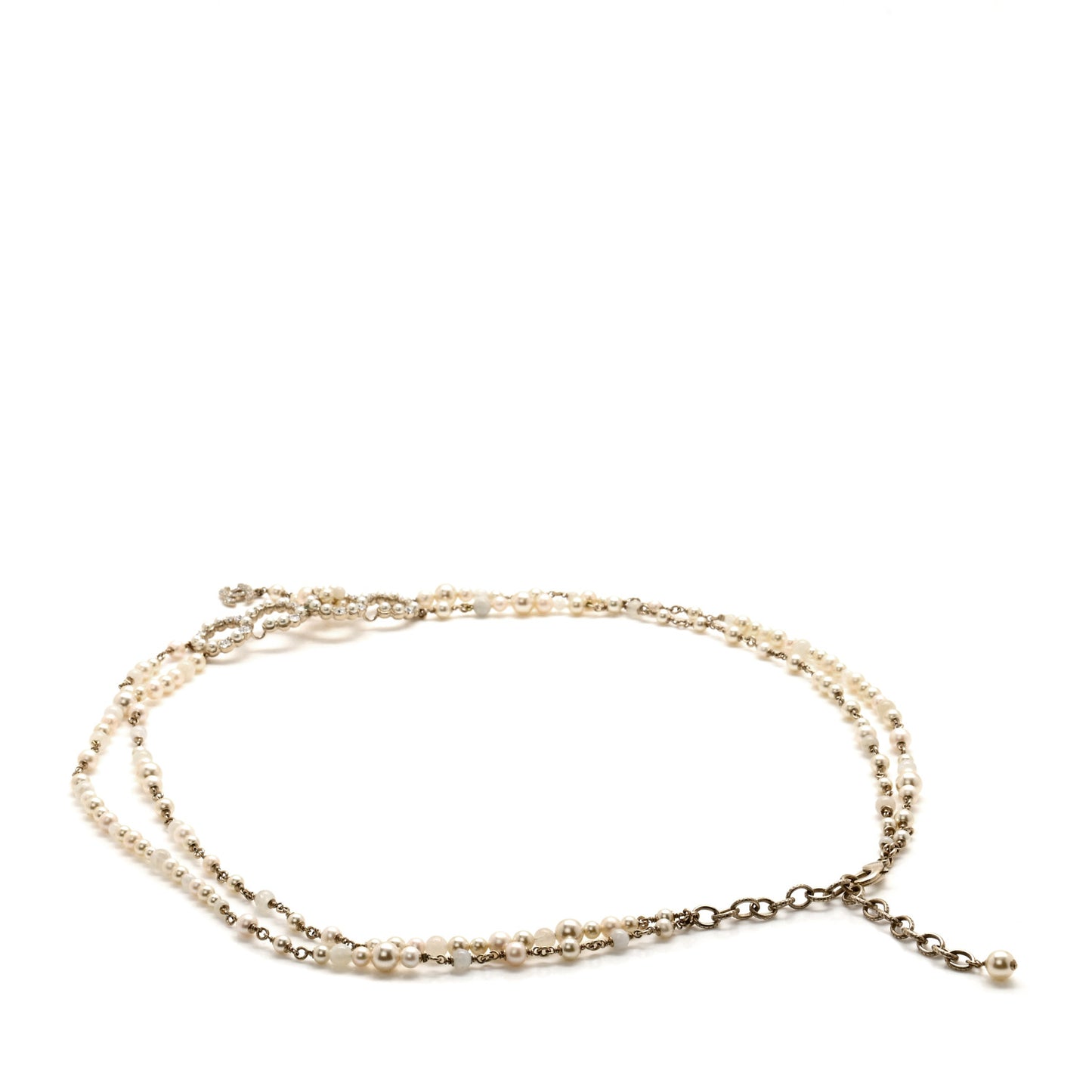 Pearl Crystal Coco Double Strand Belt Pearly White