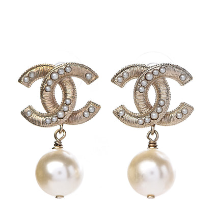 Chanel Pearl CC Drop Earrings Gold 1 of 5