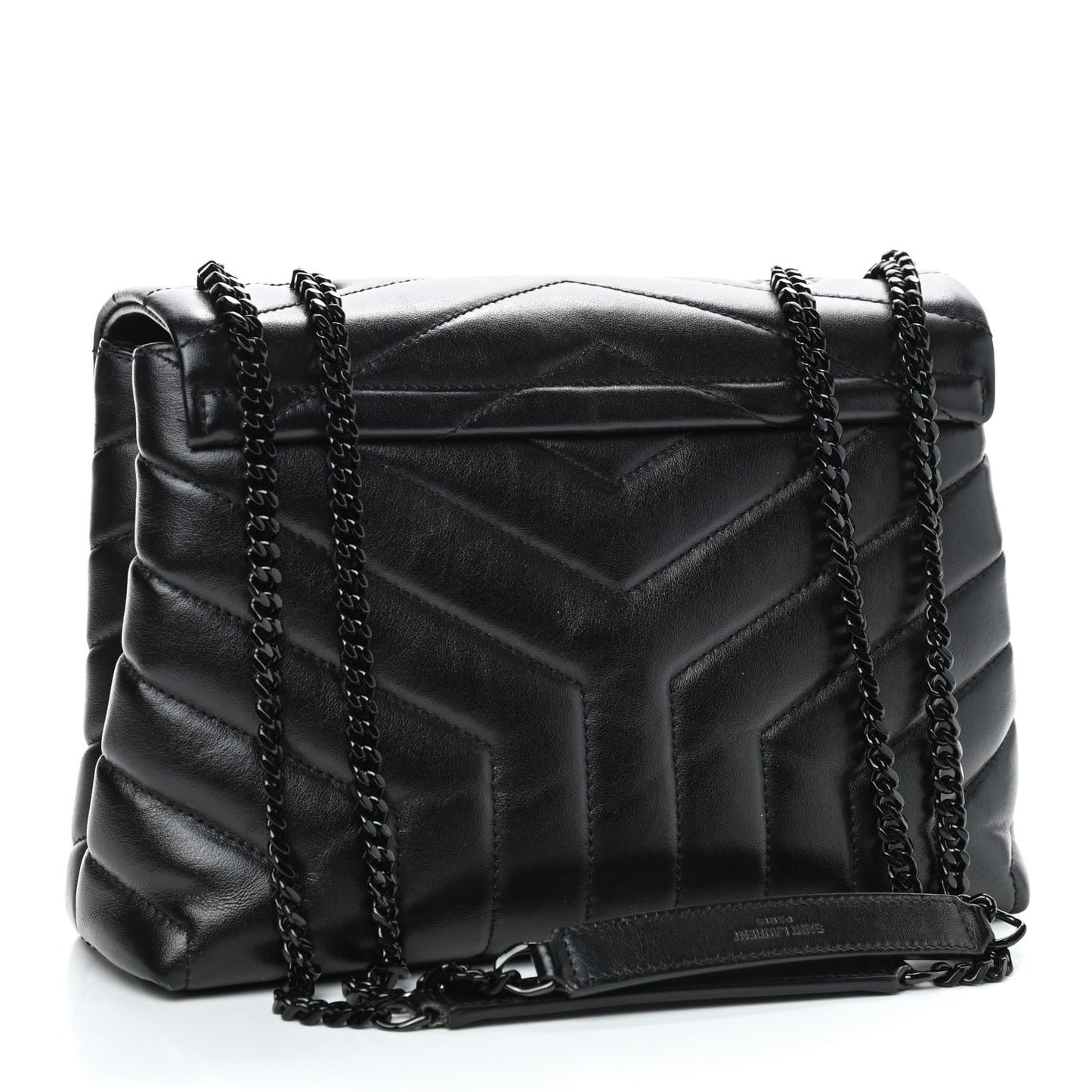 Calfskin Y Quilted Monogram Small Loulou Chain Satchel Black