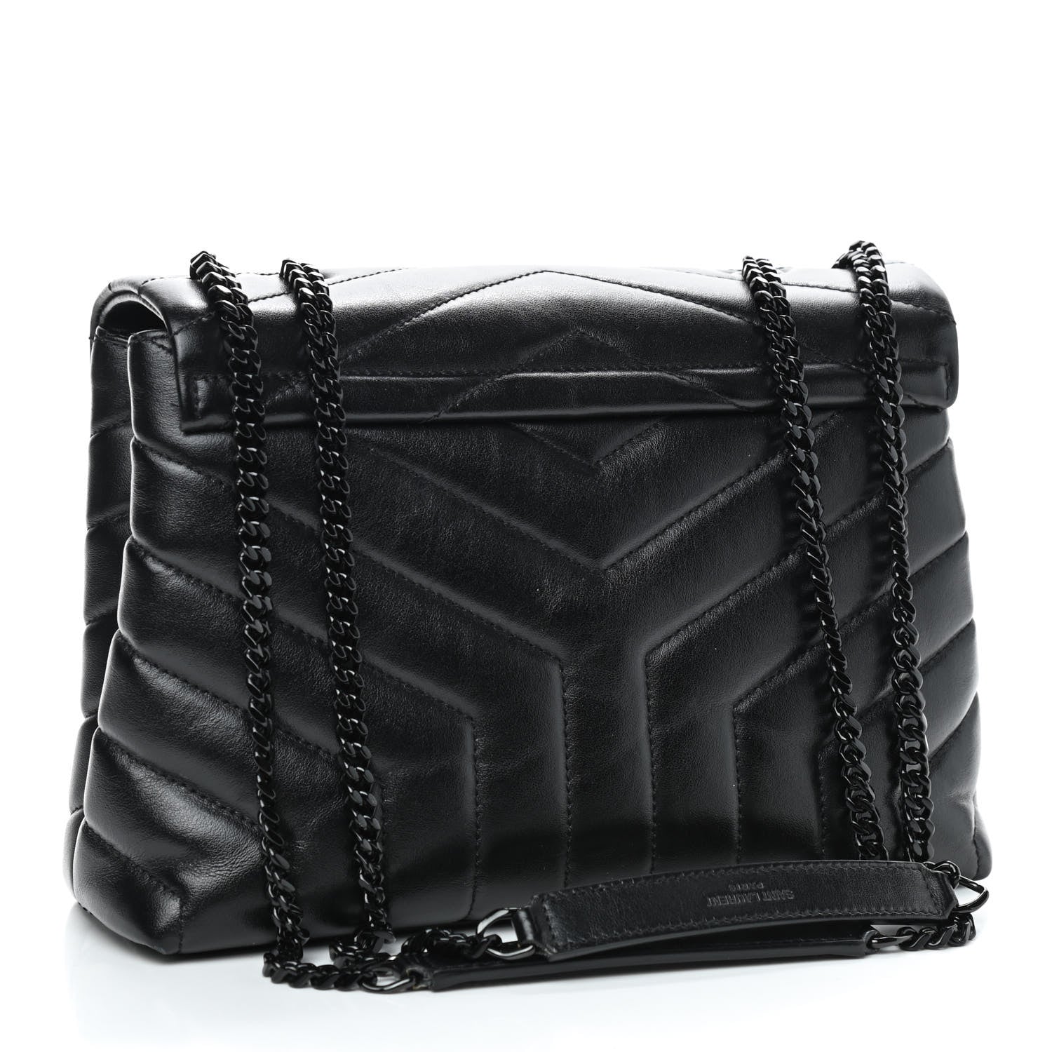 Saint Laurent Calfskin Y Quilted Monogram Small Loulou Chain Satchel Black 3 of 10