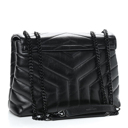 Saint Laurent Calfskin Y Quilted Monogram Small Loulou Chain Satchel Black 3 of 10