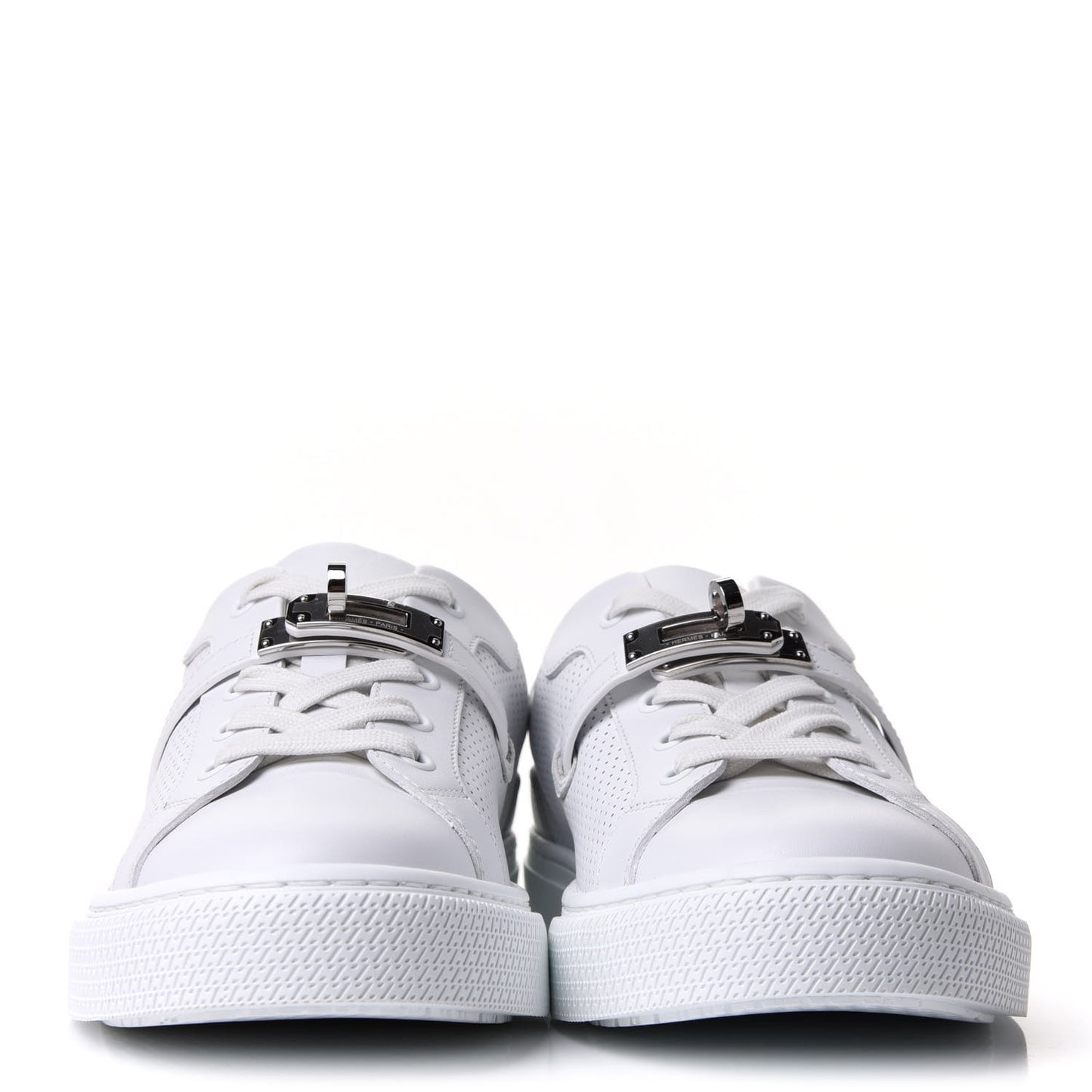 Calfskin Perforated Day Sneakers 38 White
