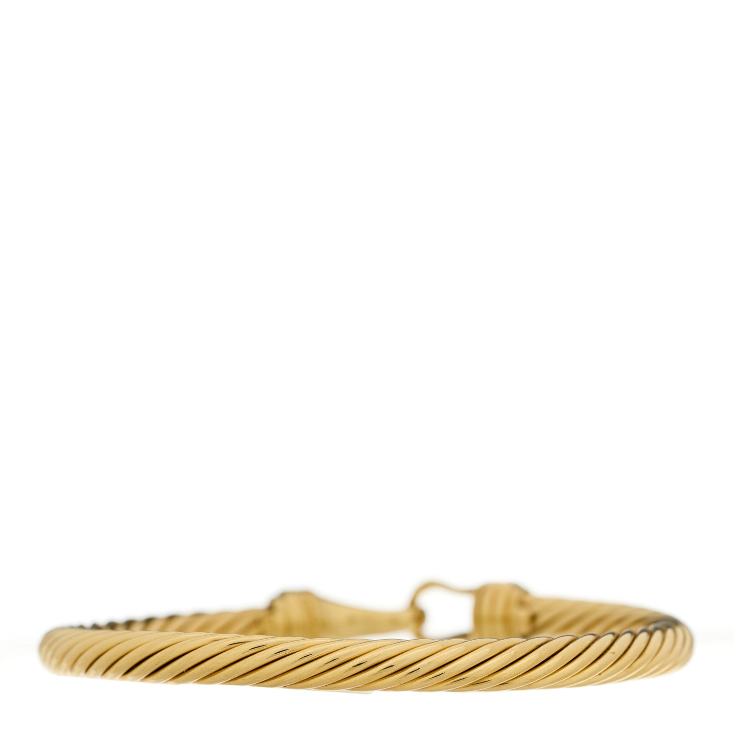 David Yurman 18K Yellow Gold Diamond 5mm Buckle Cablespira Bracelet 2 of 3