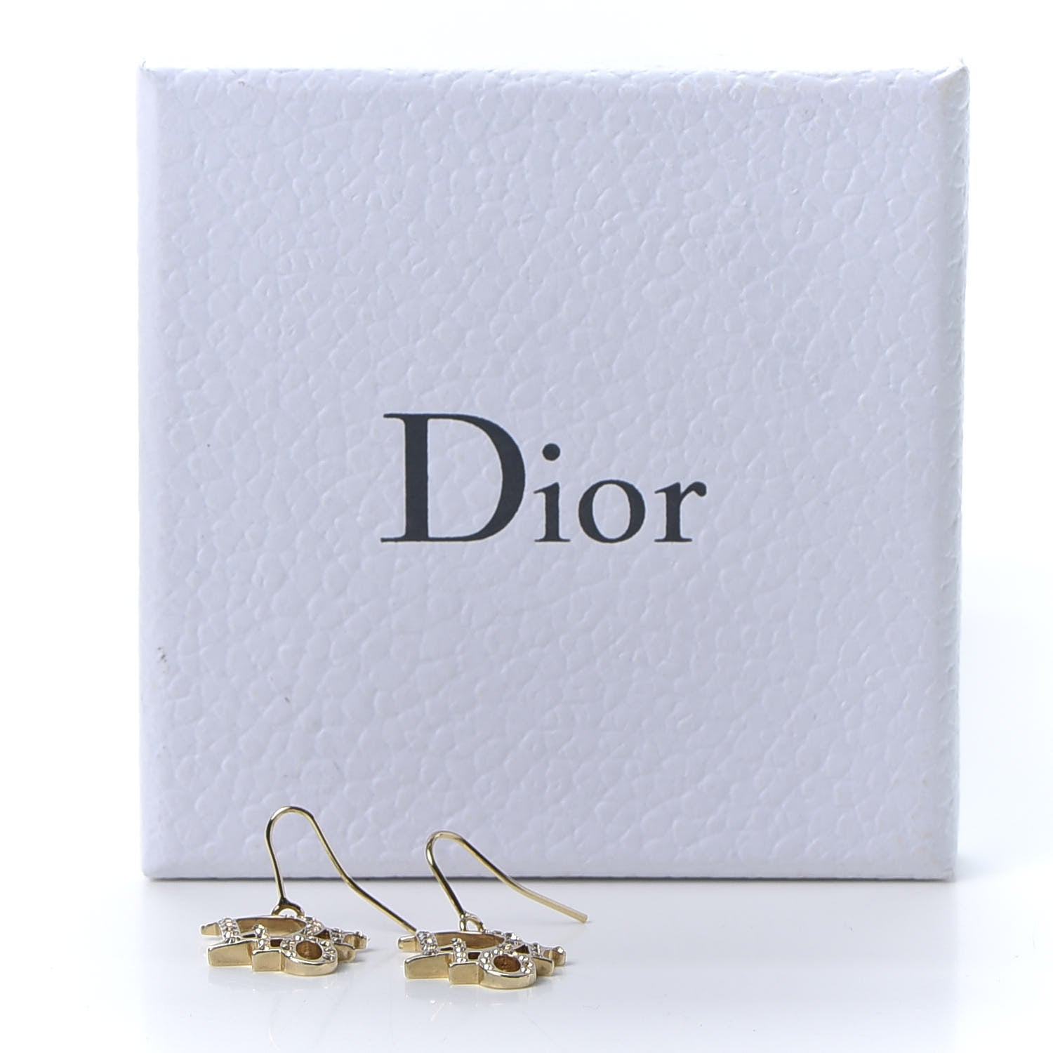 Christian Dior Crystal Logo Earrings Gold 4 of 4