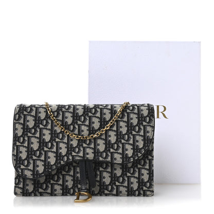 Christian Dior Oblique Saddle Chain Pouch Blue 10 of 10