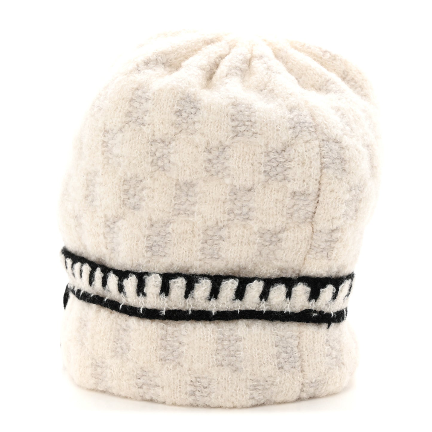 Cashmere Wool Silk CC Beanie Hat White Grey Black