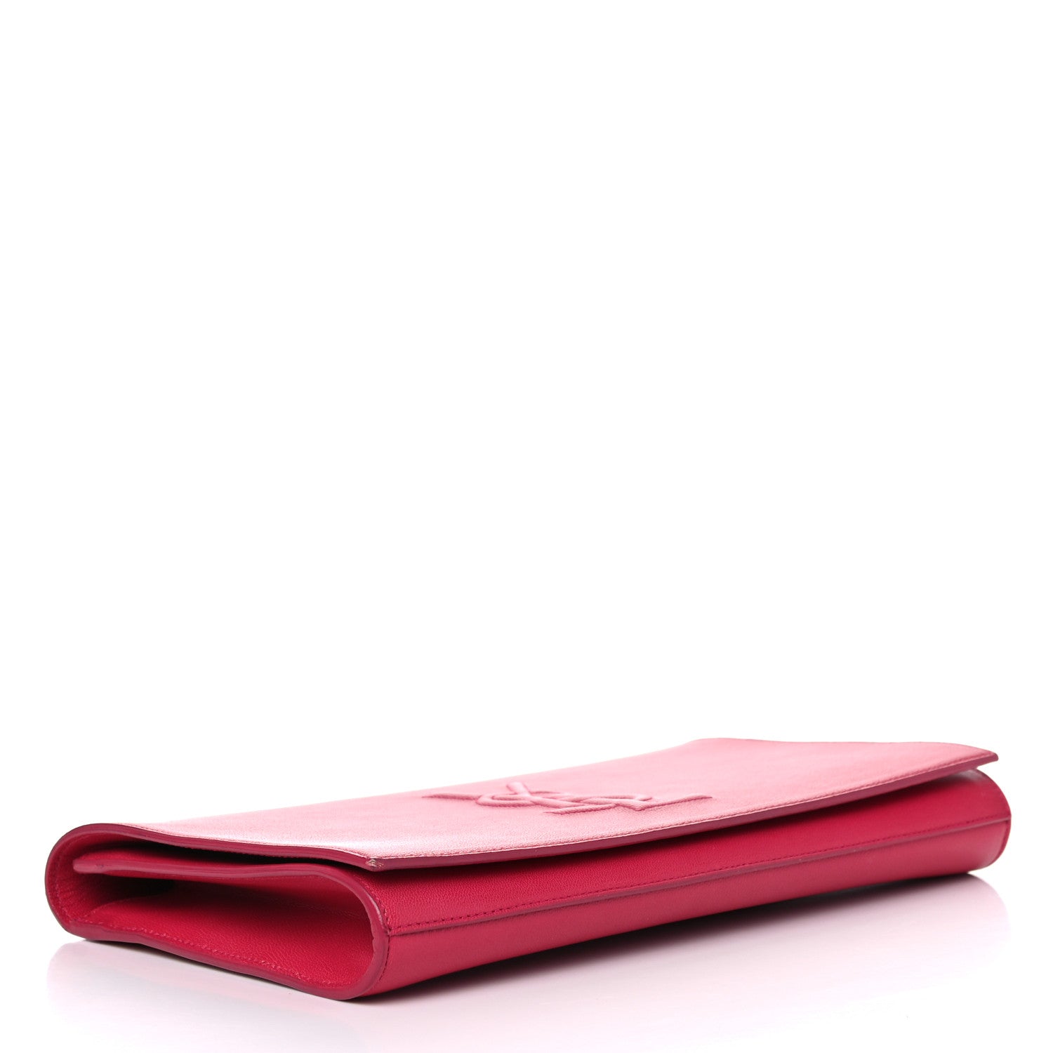 Saint Laurent Calfskin Monogram Large Belle De Jour Clutch Lipstick Fuchsia 5 of 9