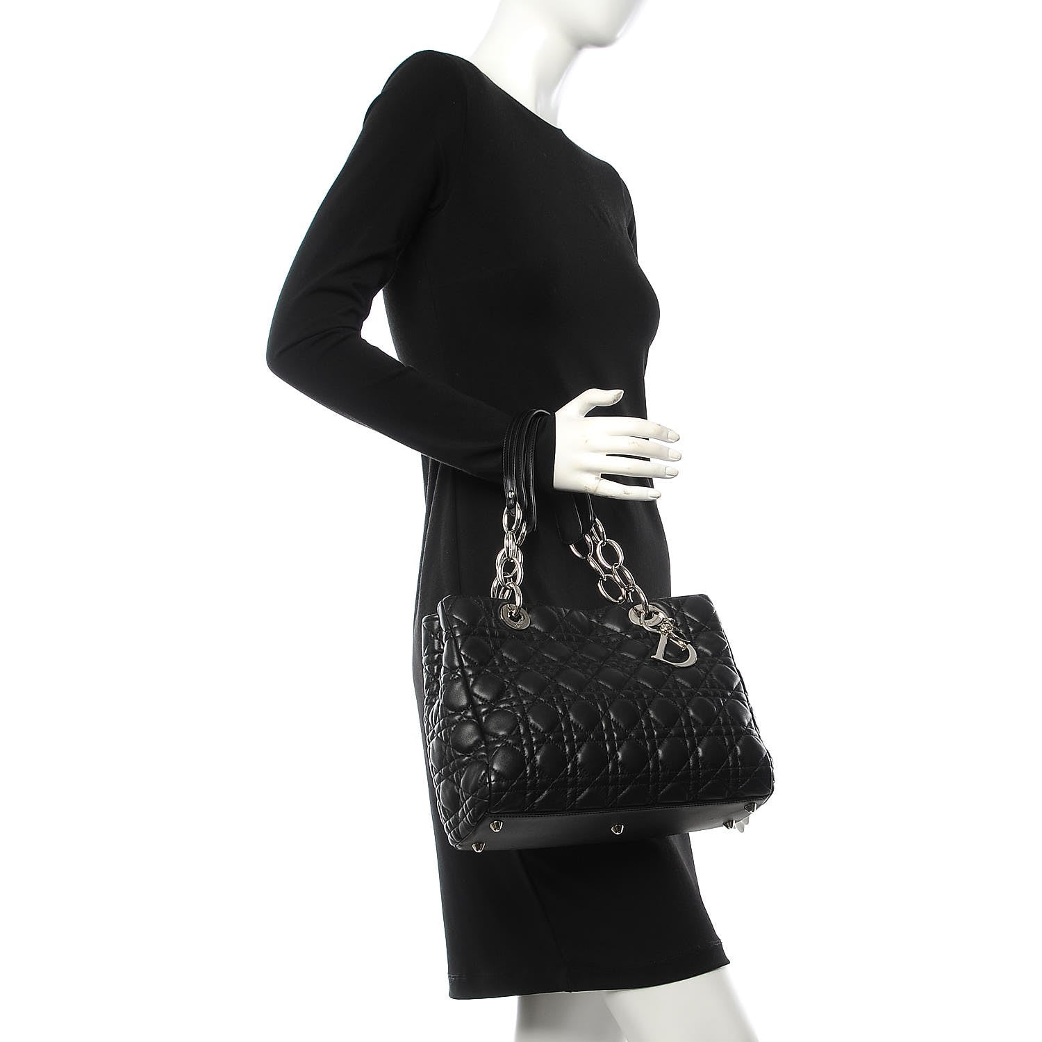 Christian Dior Lambskin Cannage Small Dior Soft Shopping Tote Black 2 of 7