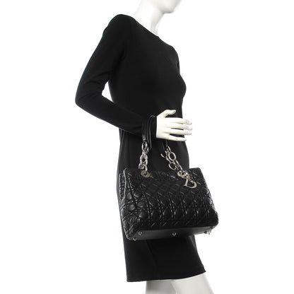 Christian Dior Lambskin Cannage Small Dior Soft Shopping Tote Black 2 of 7