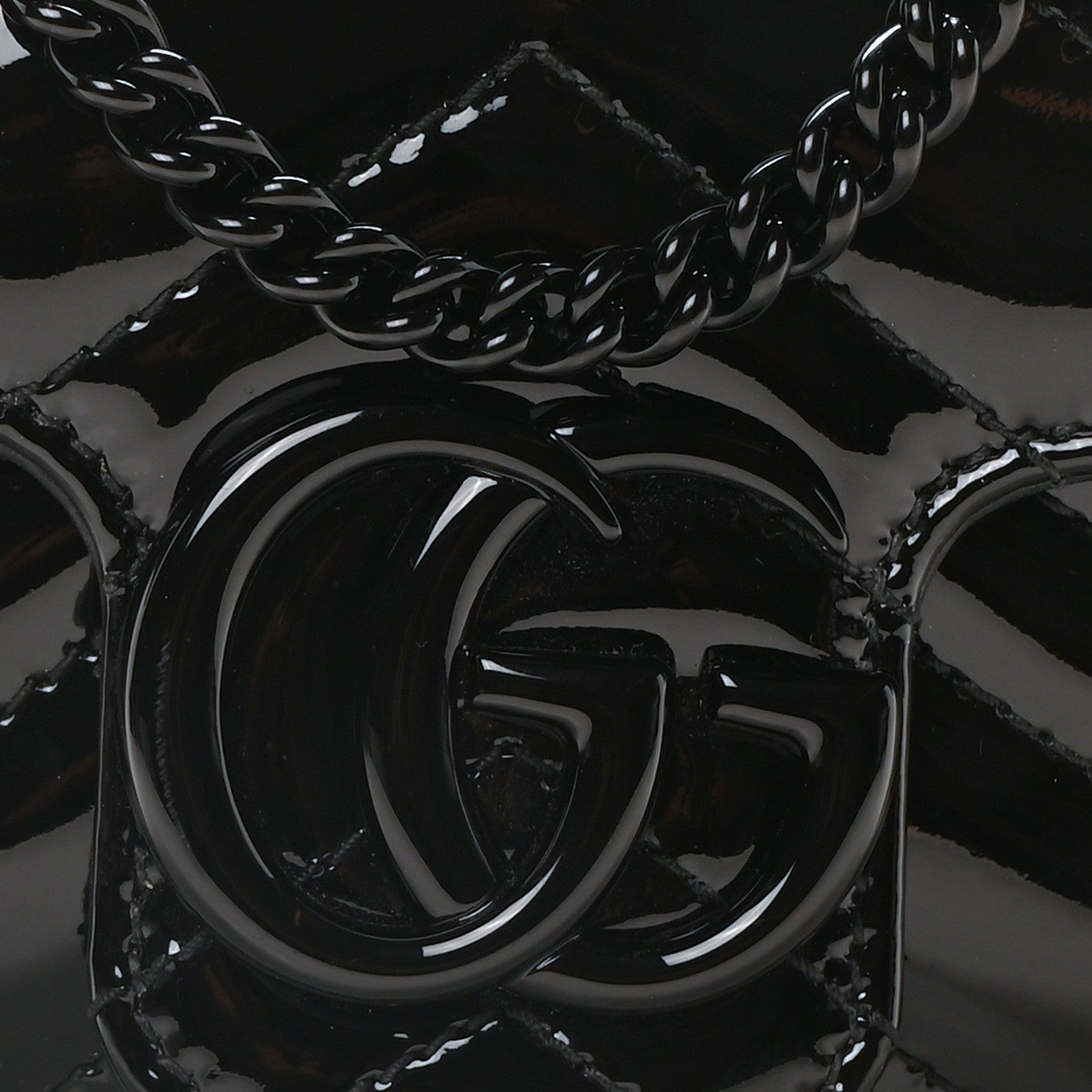Gucci Patent Lambskin Enamel Matelasse Monochrome Super Mini GG Marmont Shoulder Bag Black 8 of 10