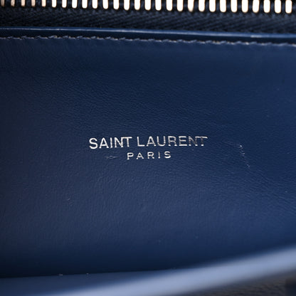 Saint Laurent Grained Calfskin Topstitch Baby Sac De Jour Denim 7 of 11