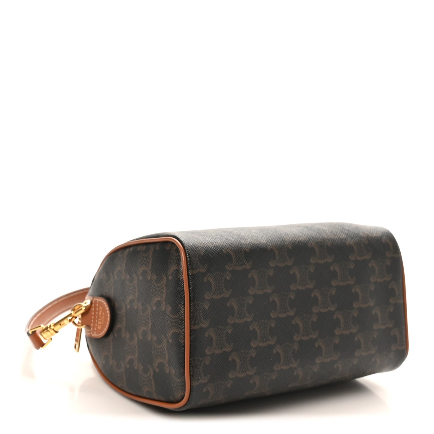 Triomphe Canvas Calfskin Small Boston Bag Tan