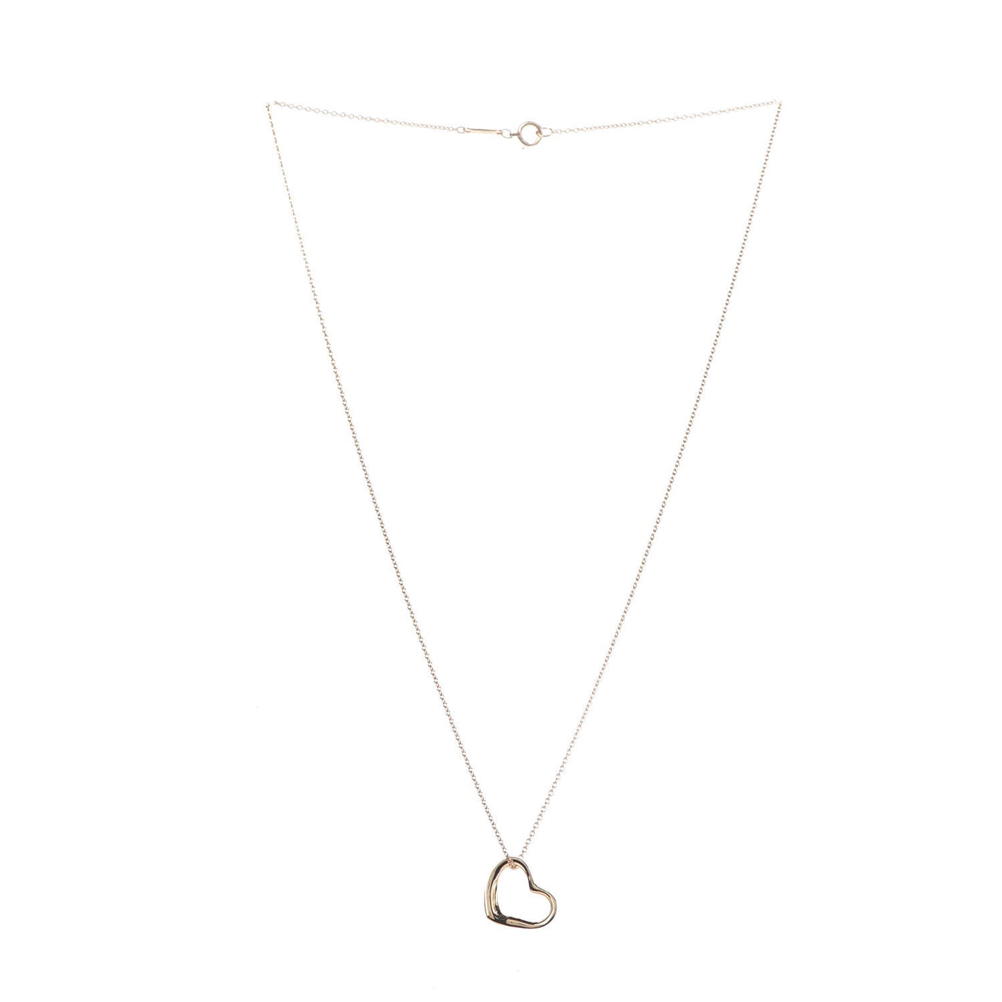 18K Yellow Gold 14mm Elsa Peretti Open Heart Pendant Necklace